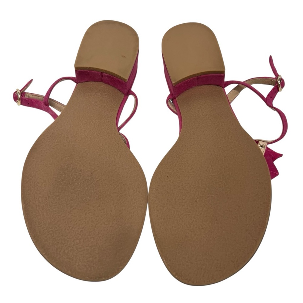 Jack Rogers Fuchsia Pink Suede Block Heel Floral T Strap Sandals Women’s 7.5 - Picture 12 of 14